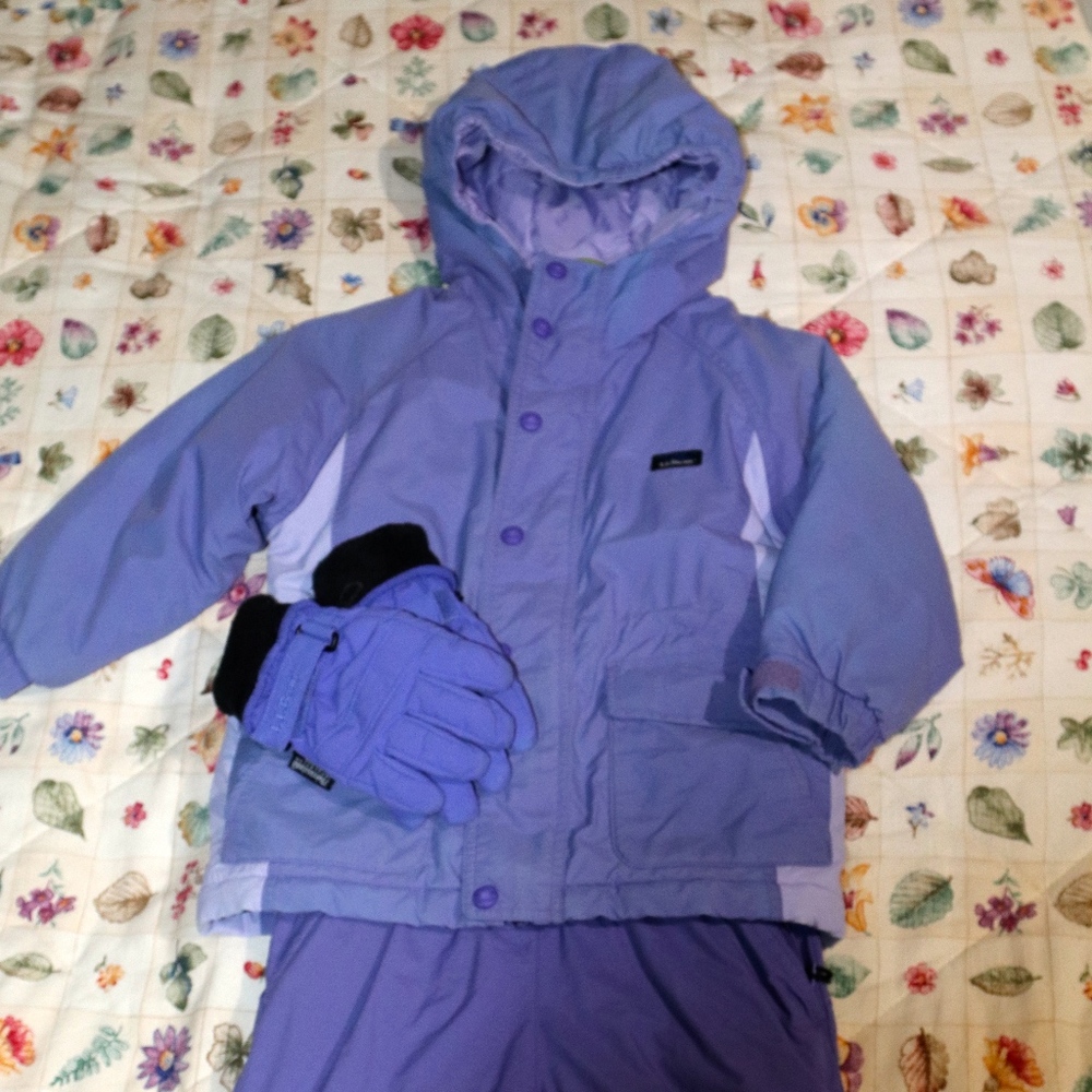 LL Bean Toddler Color Block Snowsuit w/ gloves